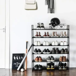 Schoenenrek - stapelbaar - 92x113x30 cm - zwart