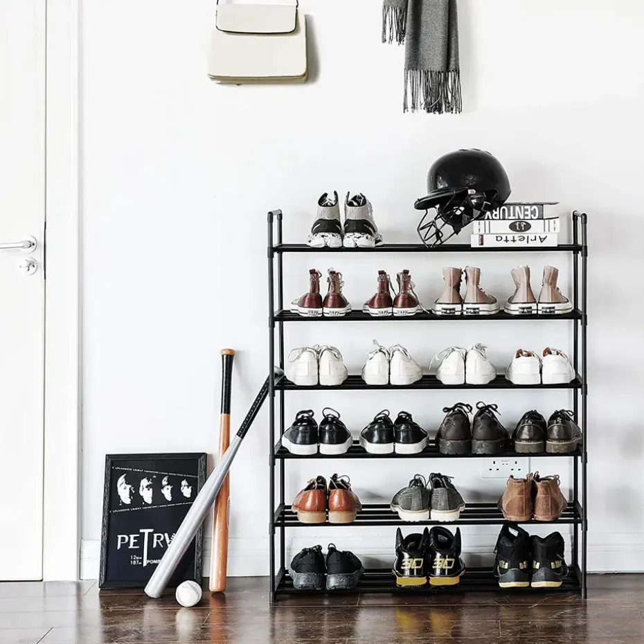 Schoenenrek - stapelbaar - 92x113x30 cm - zwart