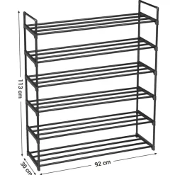 Schoenenrek - stapelbaar - 92x113x30 cm - zwart