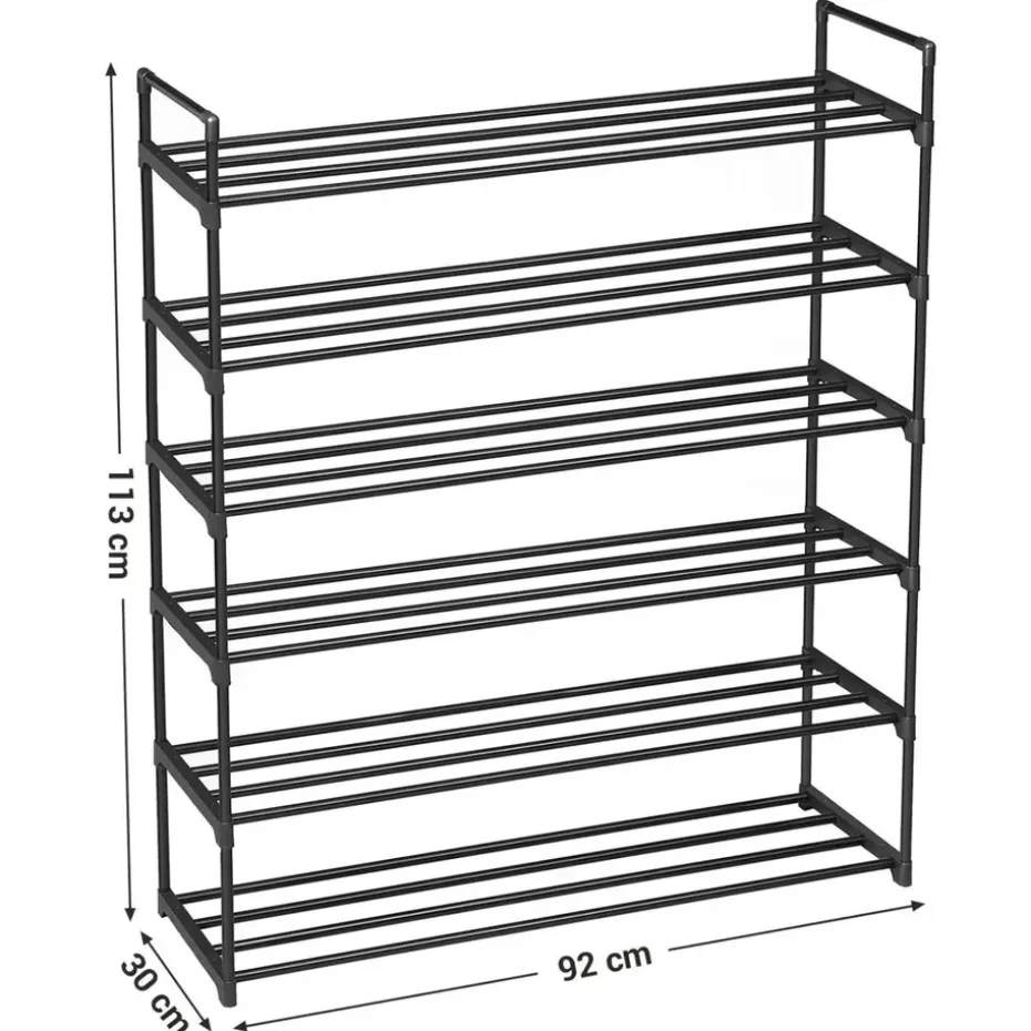 Schoenenrek - stapelbaar - 92x113x30 cm - zwart