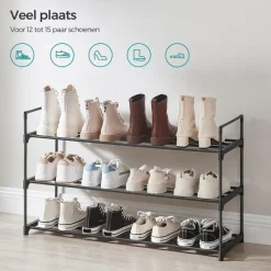 Schoenenrek - stapelbaar - 92x54x30 cm - zwart