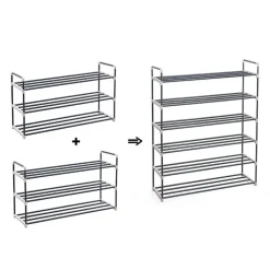 Schoenenrek - stapelbaar - 92x54x30 cm - zwart