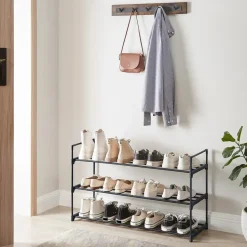 Schoenenrek - stapelbaar - 92x54x30 cm - zwart