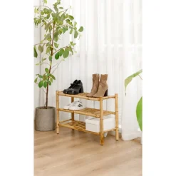 Schoenenrek met 3 planken van massief bamboe