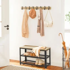 Schoenenrek met Industriële Look - Zwart Frame - 73x30x45cm