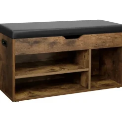 Schoenenrek met zitbank - schoenenkast - schoenenbank met kussen - bruin