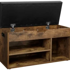 Schoenenrek met zitbank - schoenenkast - schoenenbank met kussen - bruin