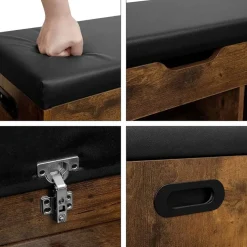 Schoenenrek met zitbank - schoenenkast - schoenenbank met kussen - bruin