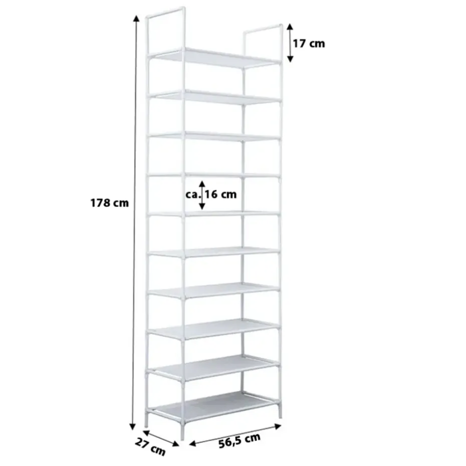 Schoenenrek voor 20 paar - Wit - 10 etages