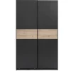 Schuifdeurkast Genua - antraciet/eikenkleur - 204x122x60 cm
