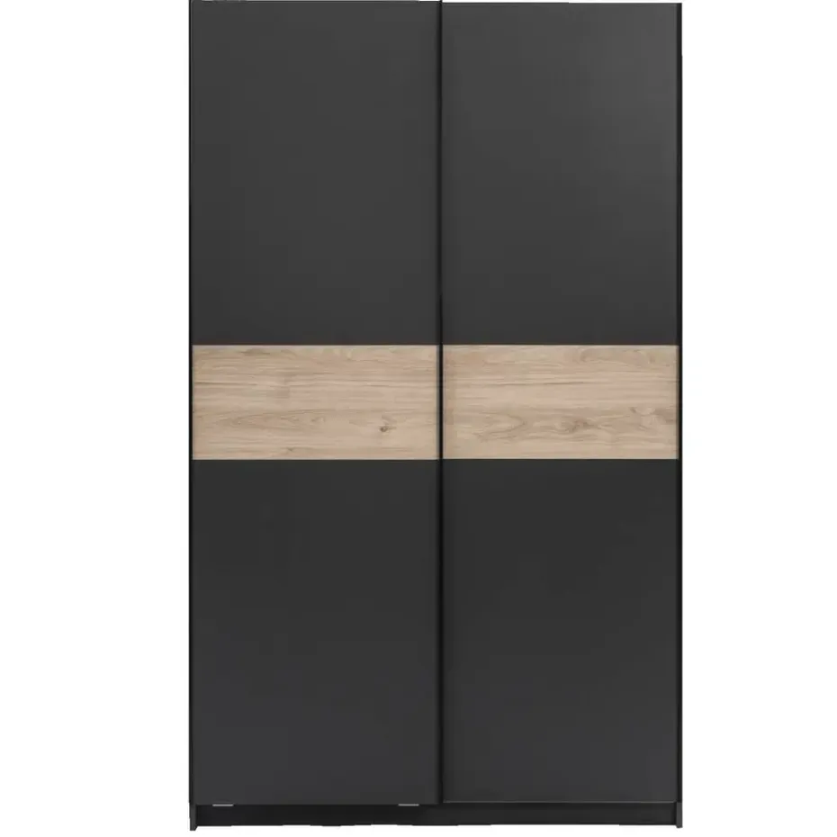 Schuifdeurkast Genua - antraciet/eikenkleur - 204x122x60 cm