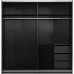 Schuifdeurkast Genua - antraciet/eikenkleur - 204x200x60 cm