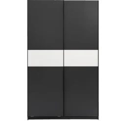 Schuifdeurkast Genua - antraciet/wit - 204x122x60 cm