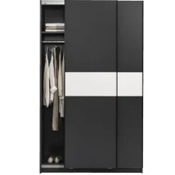 Schuifdeurkast Genua - antraciet/wit - 204x122x60 cm