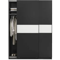 Schuifdeurkast Genua - antraciet/wit - 204x150x60 cm