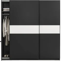 Schuifdeurkast Genua - antraciet/wit - 204x200x60 cm