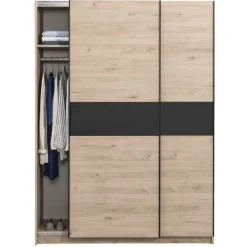 Schuifdeurkast Genua - eikenkleur/antraciet - 204x150x60 cm