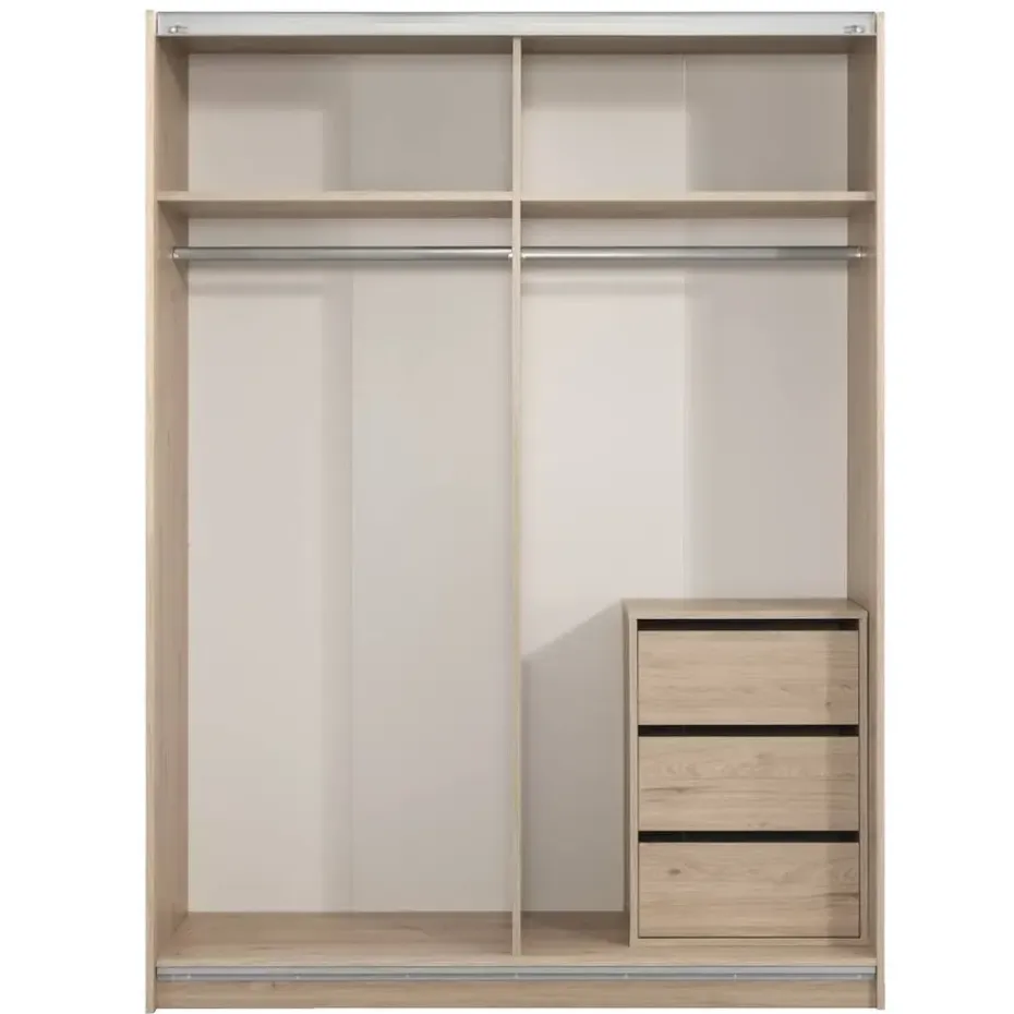 Schuifdeurkast Genua - eikenkleur/antraciet - 204x150x60 cm