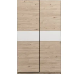 Schuifdeurkast Genua - eikenkleur/wit - 204x122x60 cm