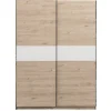 Schuifdeurkast Genua - eikenkleur/wit - 204x150x60 cm