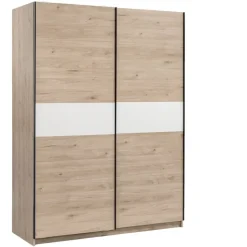 Schuifdeurkast Genua - eikenkleur/wit - 204x150x60 cm