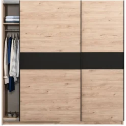 Schuifdeurkast Genua - eikenkleur/antraciet - 204x200x60 cm