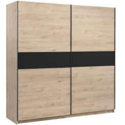 Schuifdeurkast Genua - eikenkleur/antraciet - 204x200x60 cm