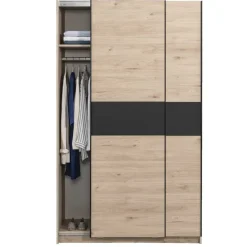 Schuifdeurkast Genua - eikenkleur/antraciet - 204x122x60 cm
