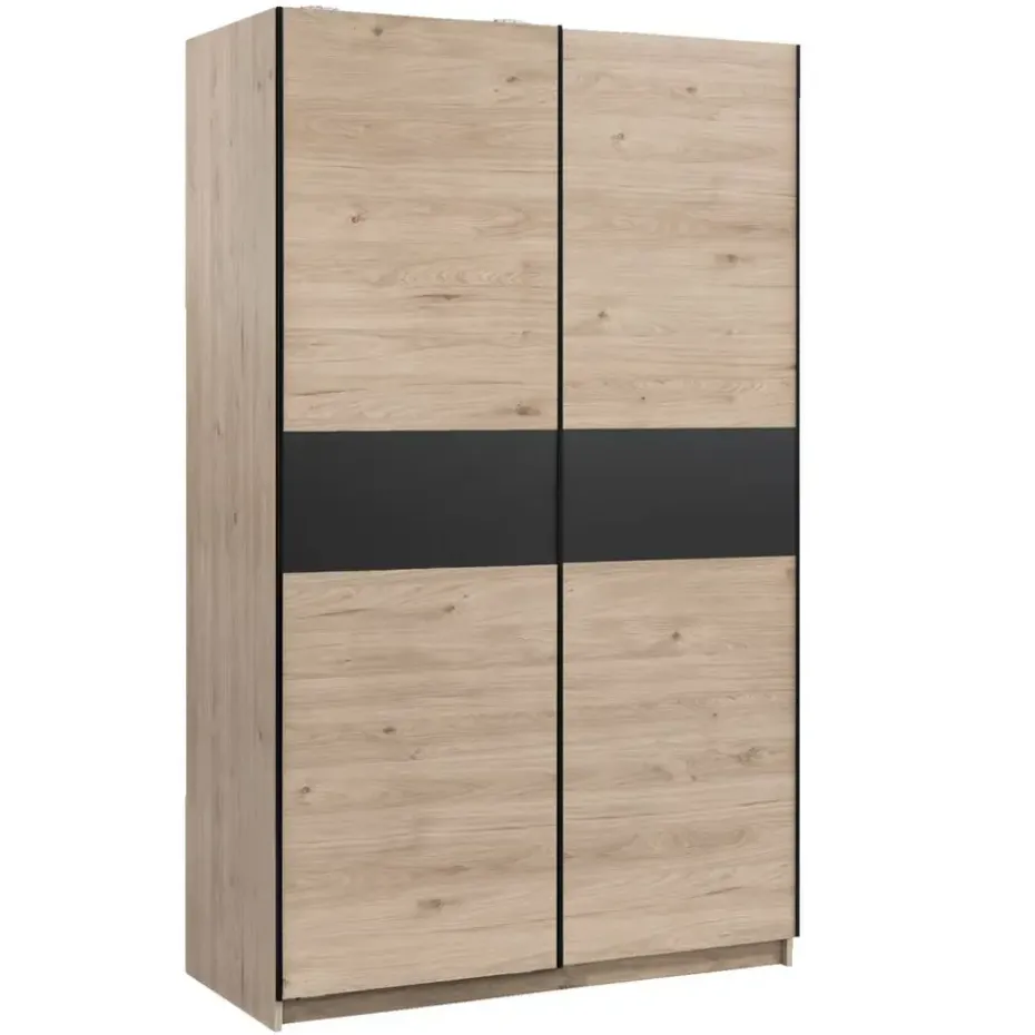 Schuifdeurkast Genua - eikenkleur/antraciet - 204x122x60 cm