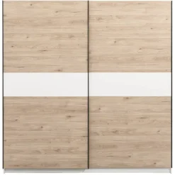Schuifdeurkast Genua - eikenkleur/wit - 204x200x60 cm