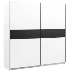 Schuifdeurkast Genua - wit/antraciet - 204x200x60 cm