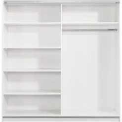 Schuifdeurkast Genua - wit/antraciet - 204x200x60 cm