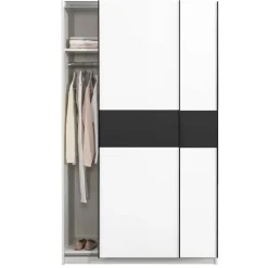 Schuifdeurkast Genua - wit/antraciet - 204x122x60 cm