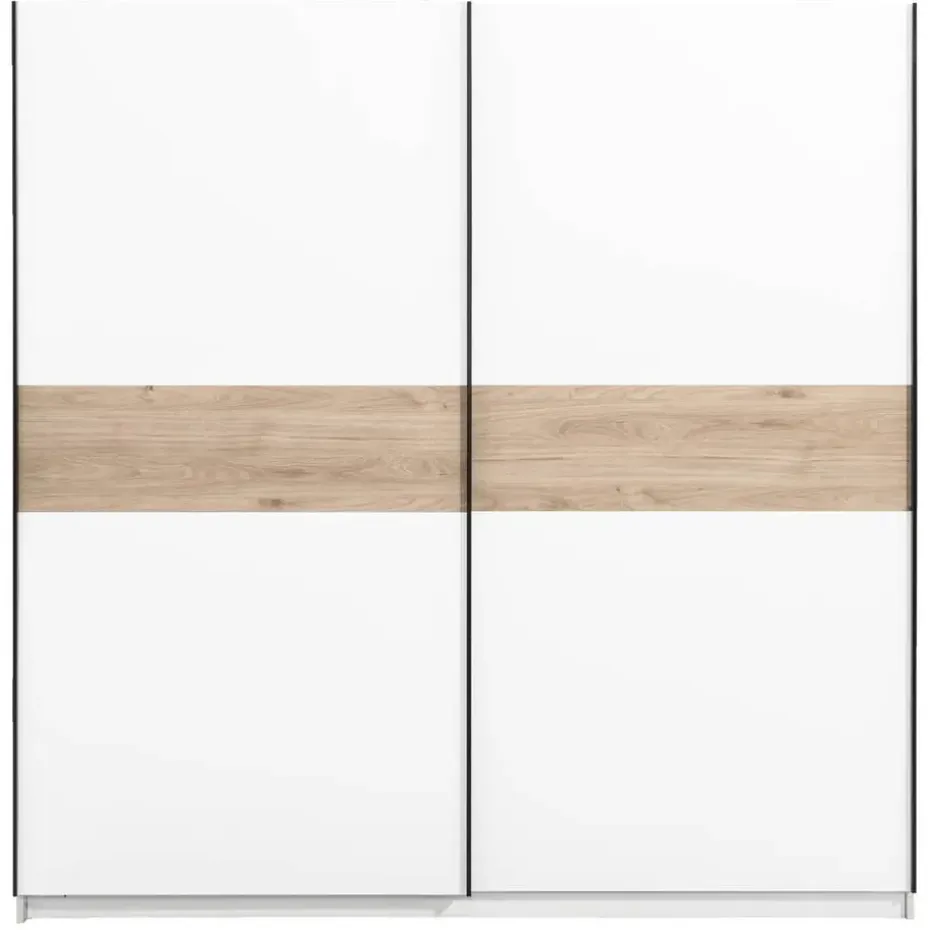 Schuifdeurkast Genua - wit/eikenkleur - 204x200x60 cm