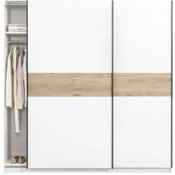 Schuifdeurkast Genua - wit/eikenkleur - 204x200x60 cm