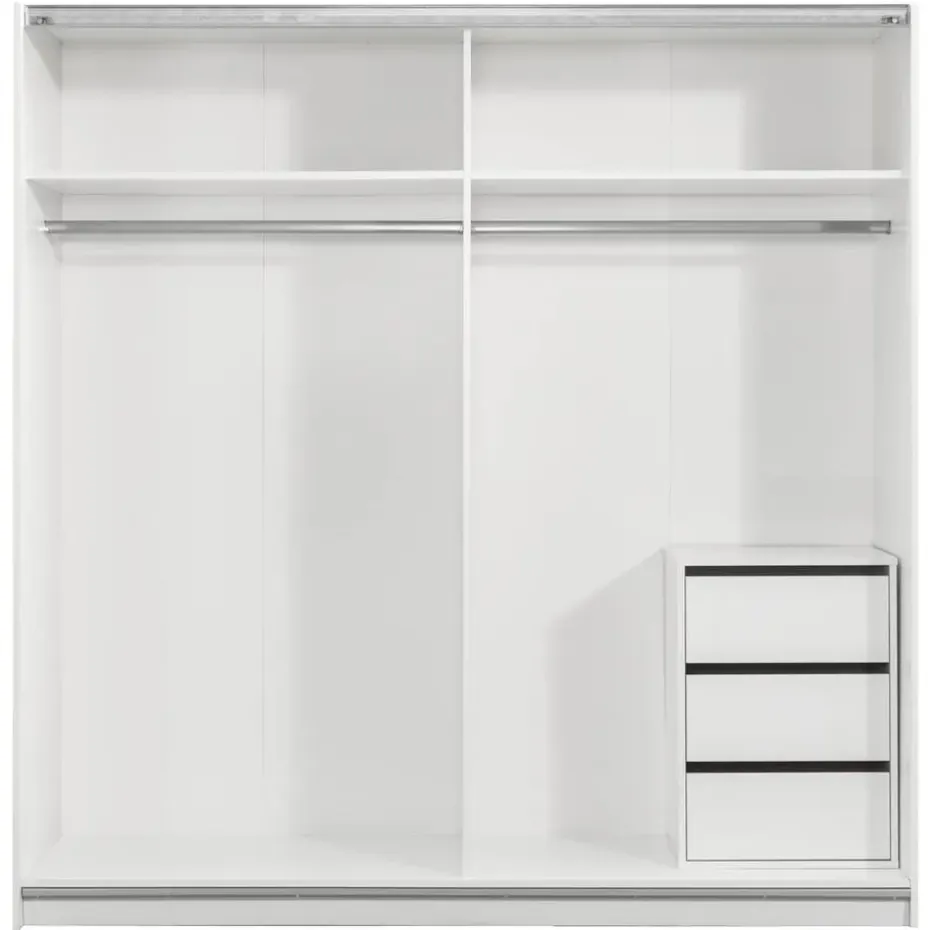 Schuifdeurkast Genua - wit/eikenkleur - 204x200x60 cm