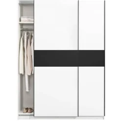 Schuifdeurkast Genua - wit/antraciet - 204x150x60 cm