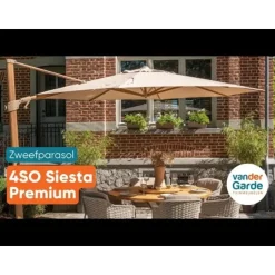 4-Seasons Siesta Premium - zweefparasol 350 cm. - Woodlook/Sand