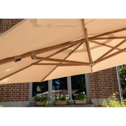4-Seasons Siesta Premium - zweefparasol 350 cm. - Woodlook/Sand