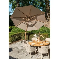 4-Seasons Siesta Premium - zweefparasol 350 cm. - Woodlook/Sand