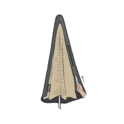 4-Seasons zweefparasol Hacienda 300 x 400 - Woodlook/Sand met voet en hoes