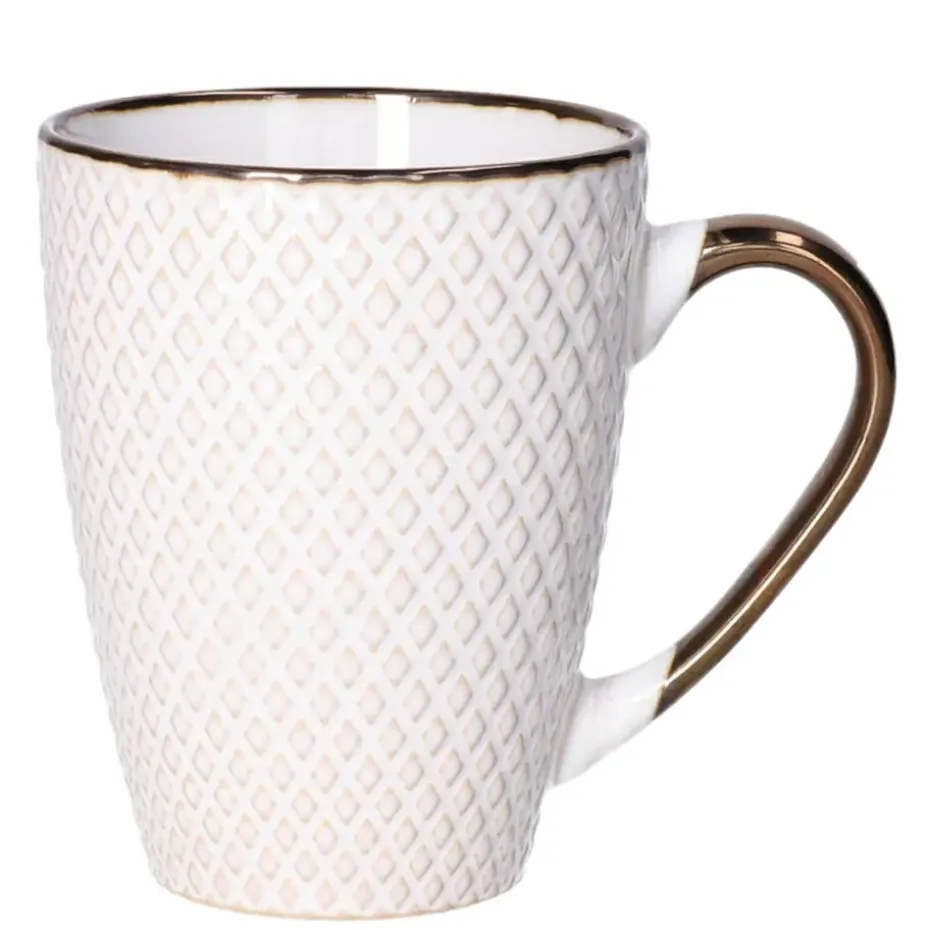 Secret de Gourmet Koffiemok Harlekijn - 1x - Keramiek - wit/goud