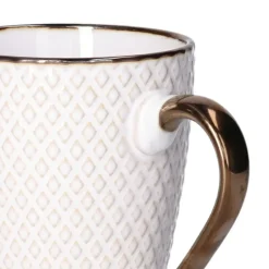 Secret de Gourmet Koffiemok Harlekijn - 1x - Keramiek - wit/goud