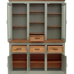 Selma - Buffetkast met 5 deuren en 4 lades van grenen in groen