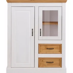 Selma - Kast met 2 deuren en 2 laden in wit gebeitst dennenhout