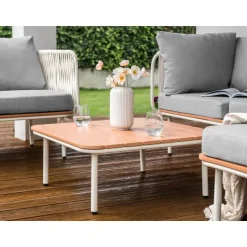 SENISE - Tuinsalontafel - Lichthout - 74 x 74 cm - Kunsthout