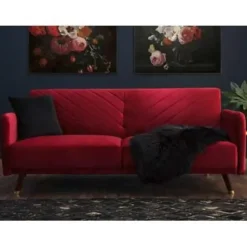 SENJA - Slaapbank 3-zits - Rood - Fluweel