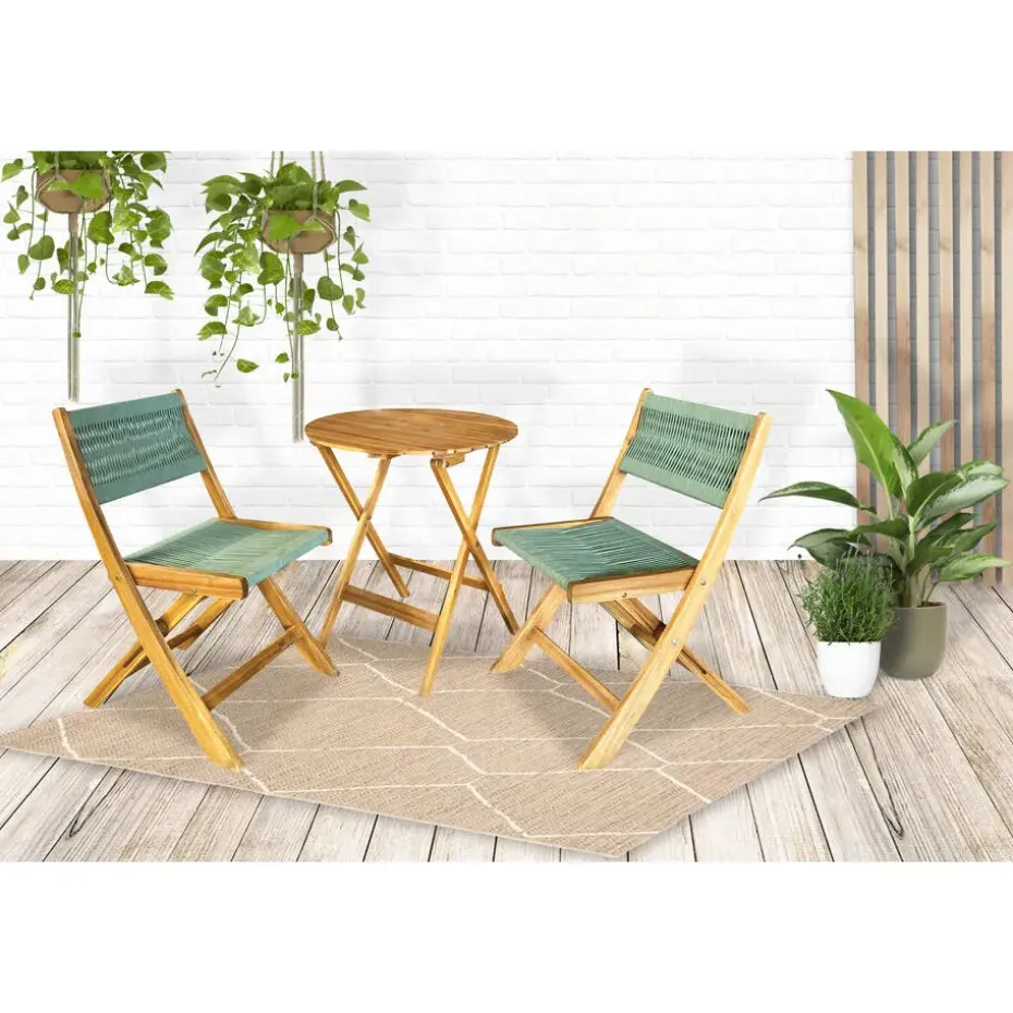Sens-Line - Lanzarote Bistro Set - Hout - Groen