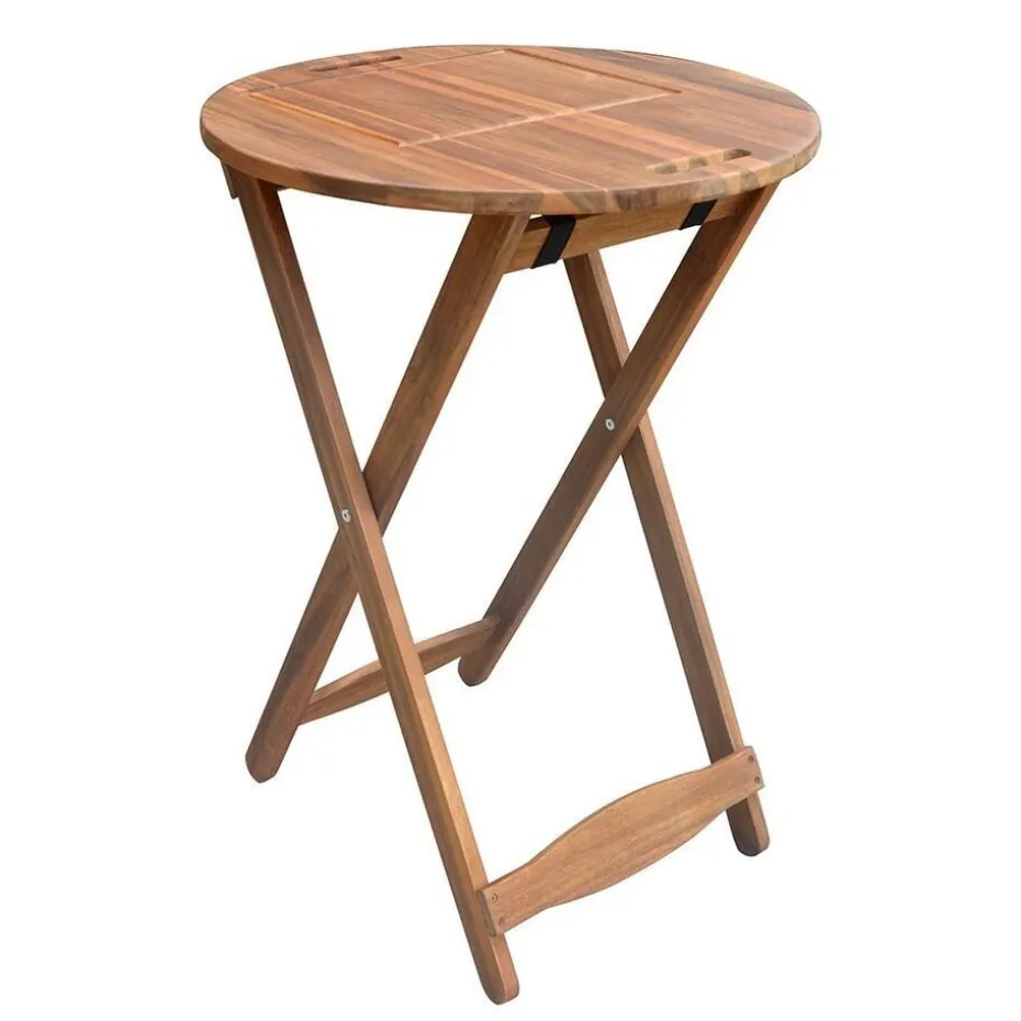 SenS-Line inklapbare BBQ bijzettafel rond - Acacia