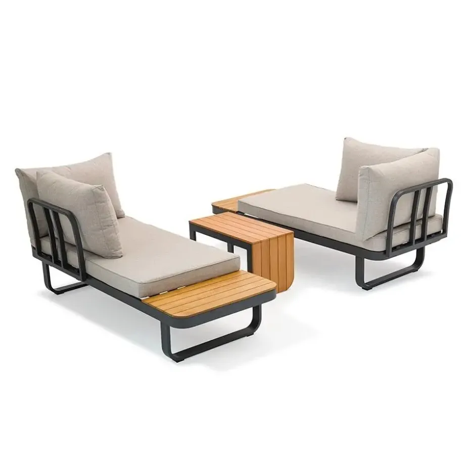 SenS-Line Samos multifunctionele loungeset - Taupe - Aluminium en acacia hout